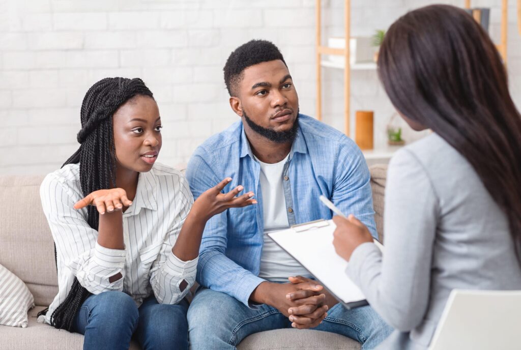 Engaged African couple preparing for marriage together